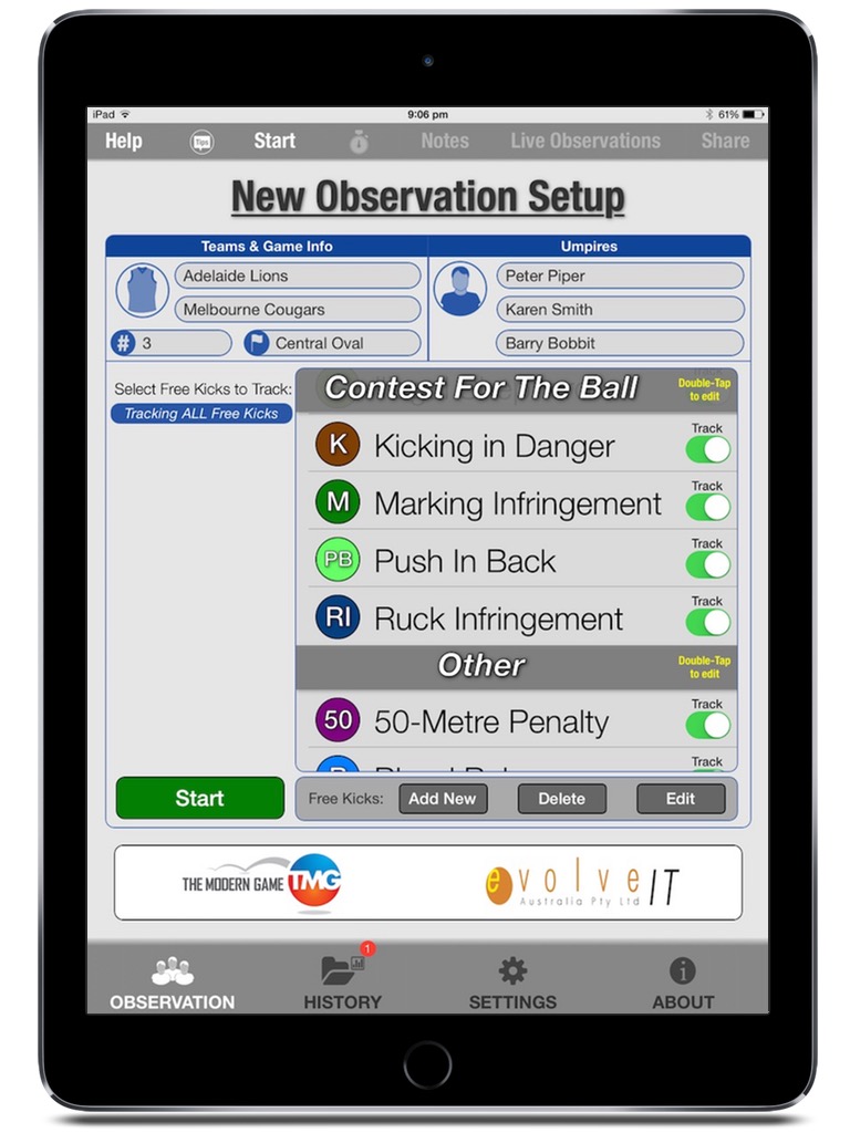 Umpire Tracker iPad  Screenshot 1